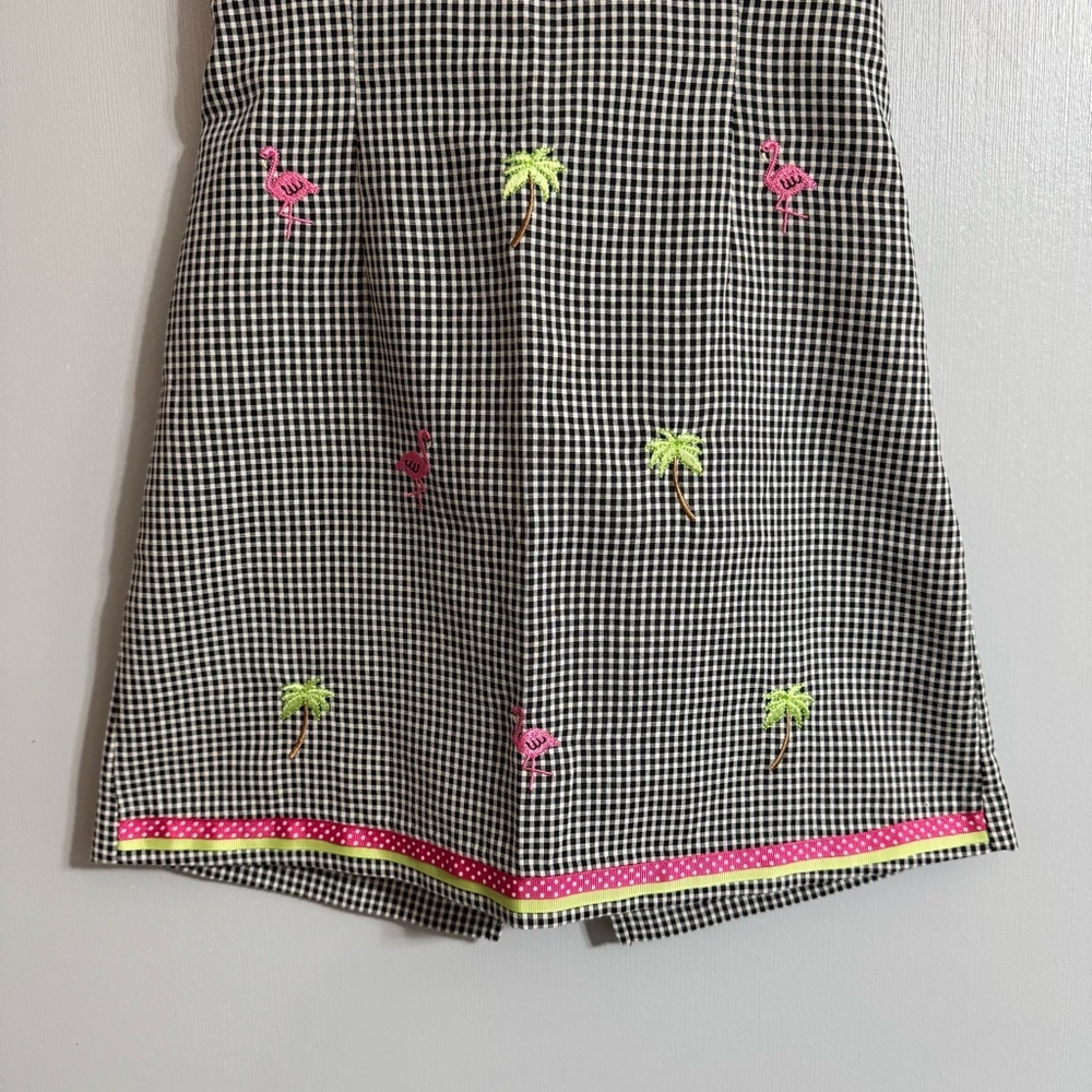 Bonnie Jean Black and White Gingham Dress with Palm Leaf Size 8 - Picture 5 of 6